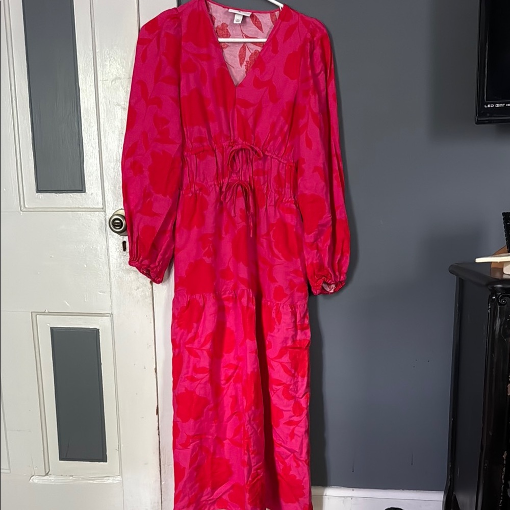 Kate Spade Pink and Red Sundress with Bishop Sleeves